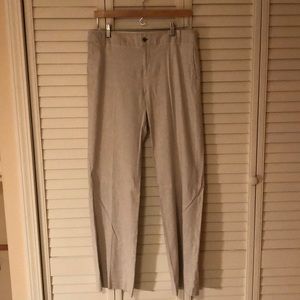 Cream colored linen pants.